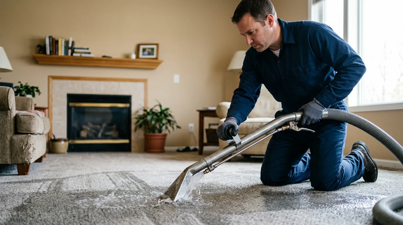 Water damage restoration technician working near Bondurant, IA